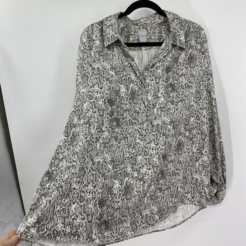 Chicos 4 Top Size Xxl Gray Python Pattern Sandwas… - image 4
